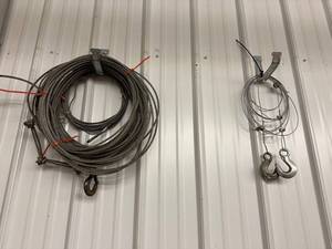 Wire Rope Cables - Coiled Steel Cable Assemblies With Hooks (Lot of 2)