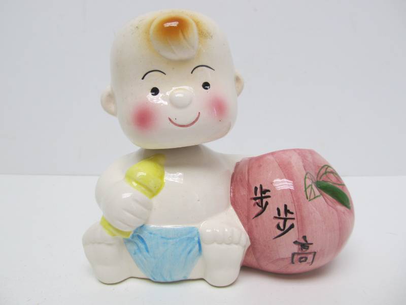 NOS Vintage Japanese Ceramic Bobblehead Baby figure for Sale in