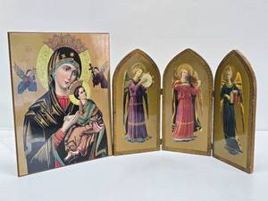 Very Nicely Detailed Religious Icon &amp 3-Panel Artwork