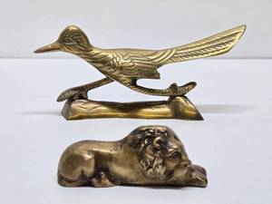 Vintage Brass Roadrunner &amp Lion
