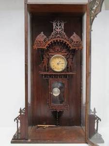 LARGE Working Ornately Scroll Cut Victorian Mantel Clock wPendulum &amp Key