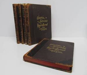 Set of Antique circa 1900 Leather Bound Books Large Illustrated Character Sketches by Brewer