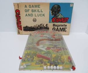 Vintage 1960s COMBAT by Marx Bagatelle Pinball Game wOriginal Box
