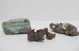 Group of 3 Stone Specimens - Green Aventurine, Iron Pyrite, Native Copper&nbsp