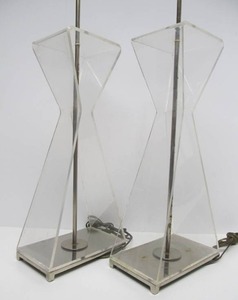 Mid Century Designer Lucite &amp Chrome Table Lamps by LAUREL Lamp Company