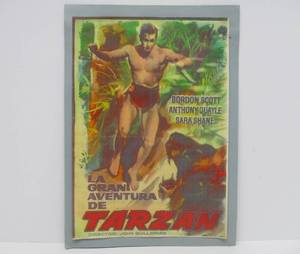 Unframed Vintage 1950s era Tarzan Movie Poster - 17 x 12