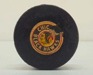 Original Vintage 1960s Team Hockey Puck #4 - Chicago Blackhawks