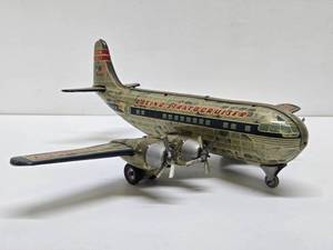 Large Vintage 1960s era Tin Litho Toy Airplane&nbsp