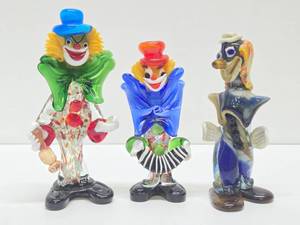 3 Vintage MURANO Glass Clowns