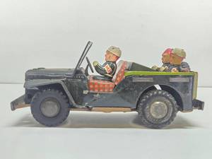 Vintage 1950s-60s Japan Tin Litho Military Jeep Friction Toy