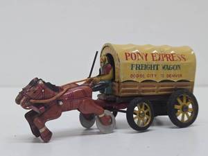 Great Old Vintage Linemar Tin Toy PONY EXPRESS Freight Wagon