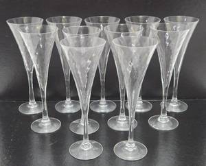 Set of 11 Signed ORREFORS Champagne Flutes