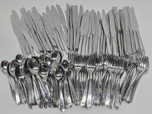 LARGE Set of Mid Century Stainless Flatware wSnowflake or Flower Design - Superior Stainless