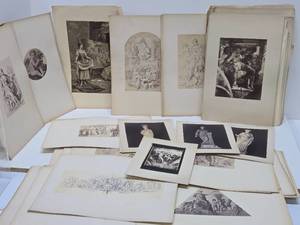 LARGE Lot of Antique Artworks Prints Plates etc