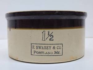 Vintage Advertising Stoneware Bowl - Swasey &amp Co - Portland, Maine
