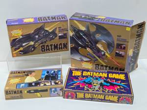 Vintage 90s BATMAN Action Figure Vehicles wOriginal Boxes &amp Game