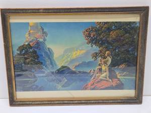 Framed Original 1920s Art Nouveau Print - Afterglow by Byron Newton