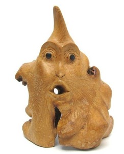 Very Cool Vintage Carved Burled Wood Folk Art Face Sculpture