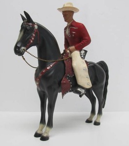 Nice Condition 1950s HARTLAND Red Shirt Cowboy Figure wHorse, Saddle &amp Hat