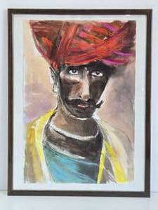 Original Watercolor Portrait of a Gentleman wearing a Turban