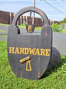 Awesome LARGE Wooden Oversized Lock Hardware Store Trade Sign