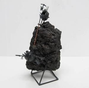 Very Cool Vintage Metal &amp Lava Rock Sculpture by Greg &amp Jeff Quayle - The Original Flea