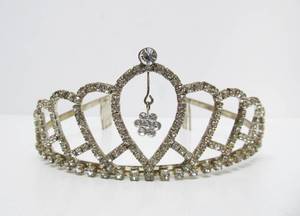Vintage Rhinestone Encrusted Metal TiaraCrown&nbsp