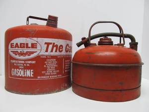 2 Good Vintage Red Metal EAGLE Gas Cans