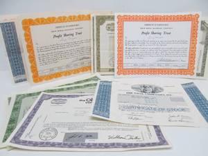 Large Lot of Vintage Stock Certificates