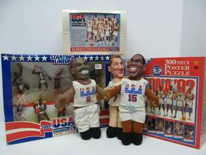 1992 US Olympic Basketball Dream Team Figures, complete Starting Lineup Team, Cards &amp Puzzle