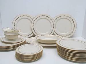 Large Lot of LENOX Gold Rimmed Gold Wreath China Dishware
