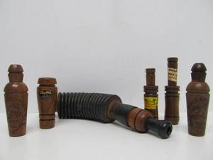 Lot of 6 Vintage Wooden Duck or Goose Calls - Faulks