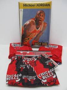 Retro Vintage Group of NOS Unused 90s Michael Jordan  Chicago Bulls Items - Poster Book, Boxer Shorts &amp Towels