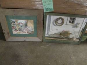 2 Rustic wood framed prints...