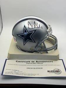 Drew Bledsoe Dallas Cowboys Football Mini Helmet Autograph Legendary Quarterback