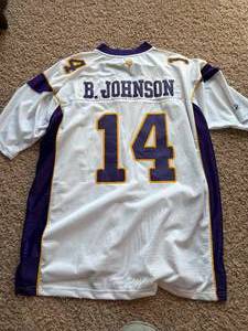 Brad Johnson Minnesota Vikings jersey, white with purple lettering