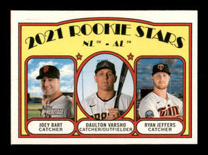 2021 Topps Heritage - Rookie Stars Joey Bart, Daulton Varsho, Ryan Jeffers #49 (RC) Rookie Card