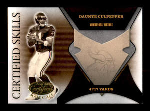 2005 Leaf Gold Certified Materials Certified Skills Daunte Culpepper Serial #d 322750