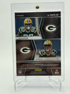 2018 Panini Spectra Football Card JMon Moore and Marquez Valdes-Scantling Autograph Rookie Cards and Jersey Patches Serial #d 1215 LOW POPULATION OF CARDS RARE