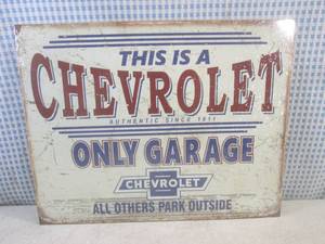 (G-1) Chevrolet Only Garage Tin Sig...