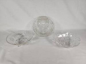 Set of 3 Vintage Pressed Glass Bowls