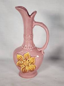 Norleans Japan Ceramic Vase with Yellow Flower Design 8 Tall