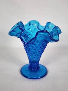 Fenton Blue Hobnail Glass Vase