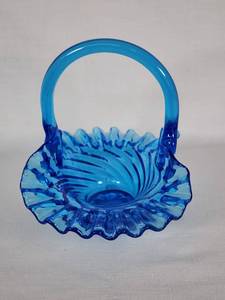 Handblown Blue Glass Basket