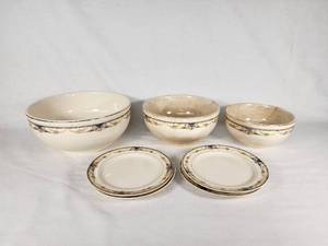 Universal Cambridge Camwood Ivory Mixing Bowls and Plates