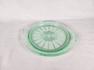 Vintage Green Glass Cake Plate 10-Inch Diameter