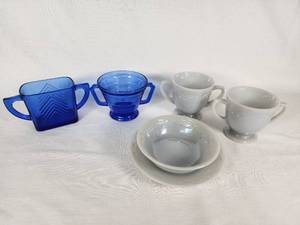 Hazel Atlas Cobalt Blue & Fire-King Gray Laurel Lusterware