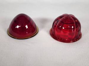 Vintage Red Glass Automotive Lenses - Beehive & Watermelon Styles