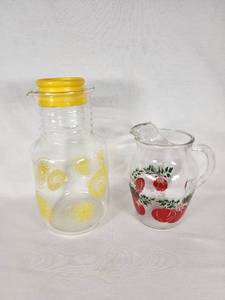 Glass Pitchers with Fruit Designs