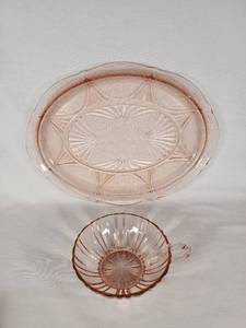 Pink Depression Glass Plate and Cup